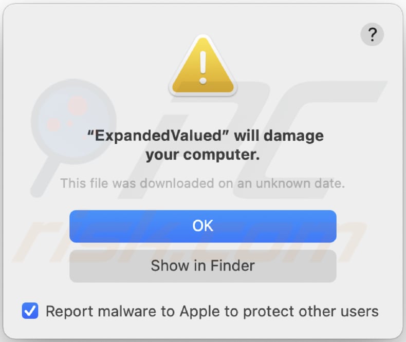 expandedvalue Adware Dialogfenster wird angezeigt, wenn expandedvalue vorhanden ist