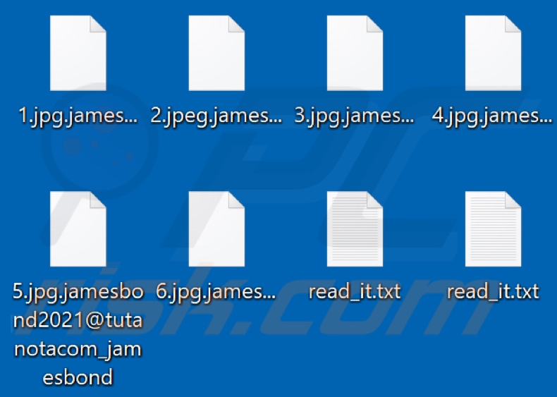 Von JamesBond Ransomware verschlüsselte Dateien (.jamesbond2021@tutanotacom_jamesbond Erweiterung)