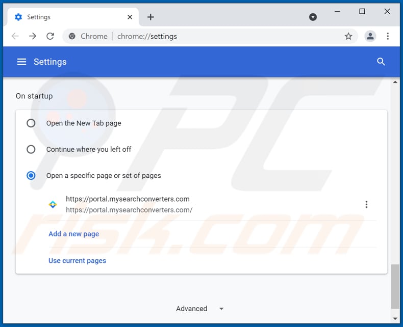 mysearchconverters.com von der Google Chrome Startseite entfernen