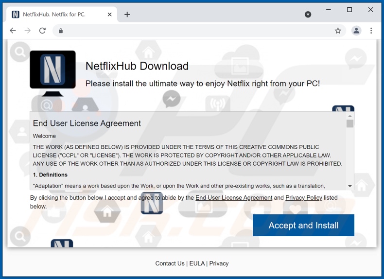 NetflixHub Adware-fördernde Webseite