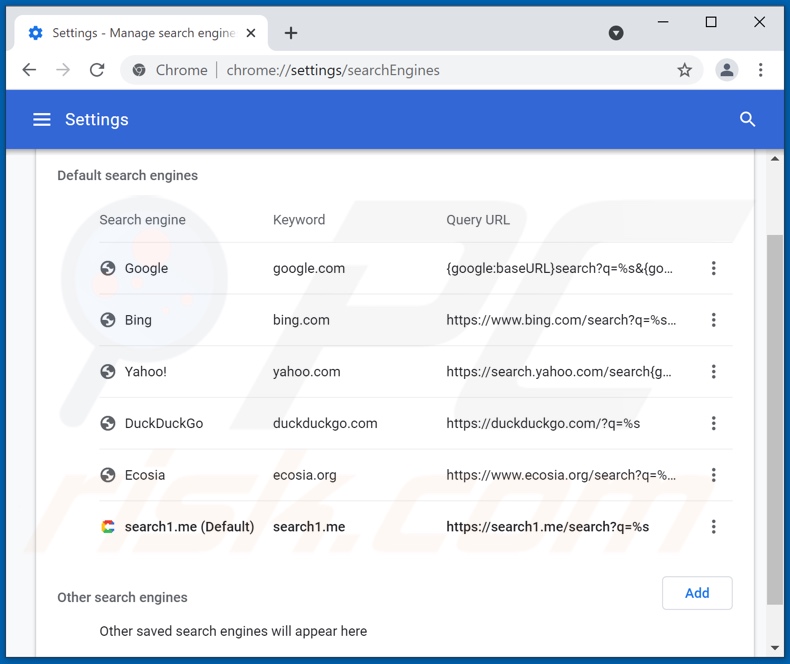 search1.me von der Google Chrome Standardsuchmaschine entfernen