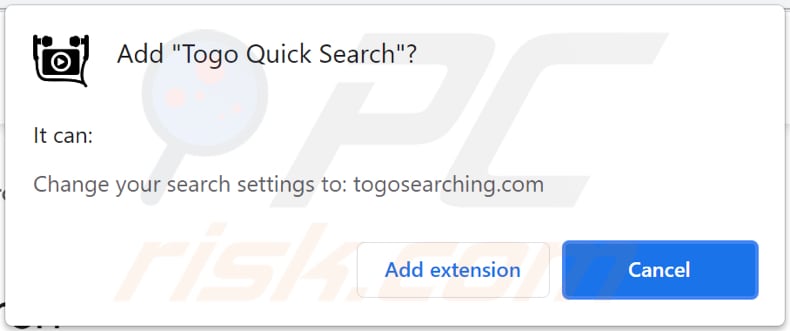 togo quick search Browserentführer Benachrichtigung