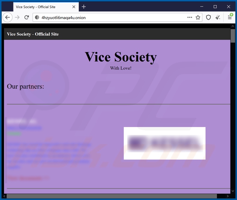 VICE SOCIETY Ransomware daten-leakende Webseite