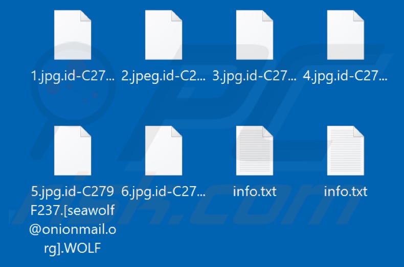 Von WOLF Ransomware verschlüsselte Dateien (.WOLF Erweiterung)