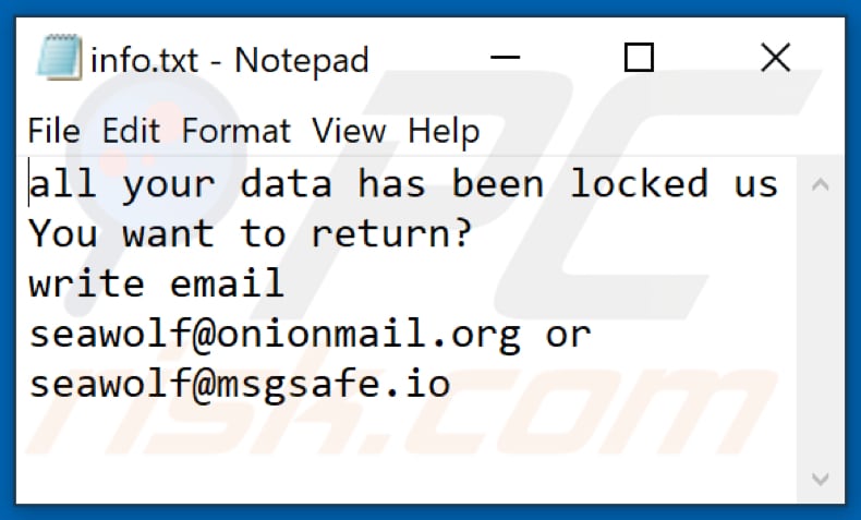 WOLF Ransomware Textdatei (info.txt)