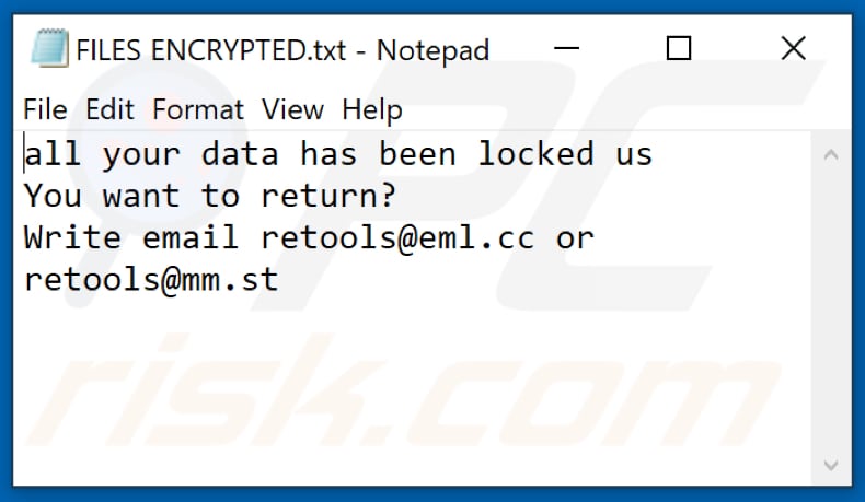yUixN Ransomware Textdatei (FILES ENCRYPTED.txt)