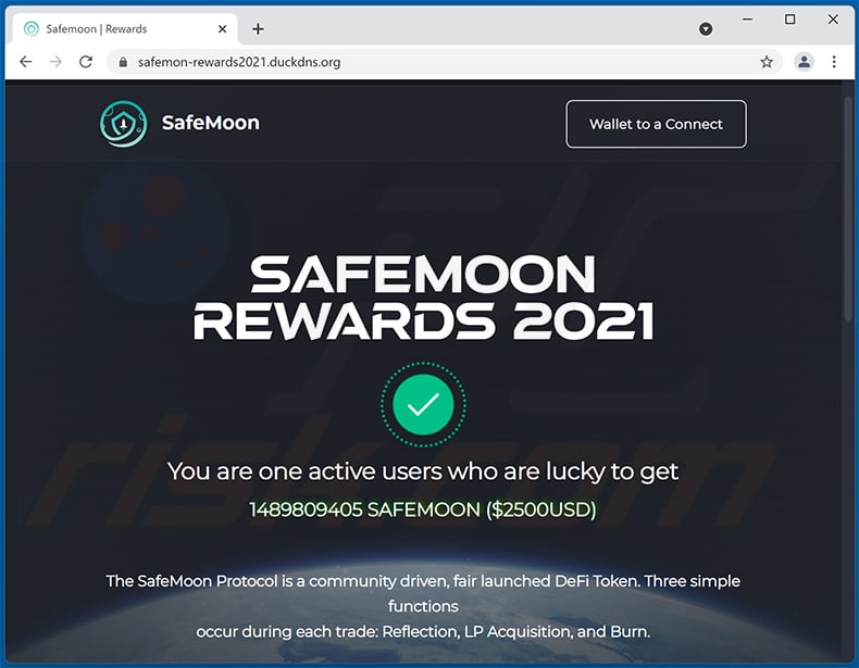 Betrügerische Webseite mit dem Thema Safemoon giveaway (2021-10-12)