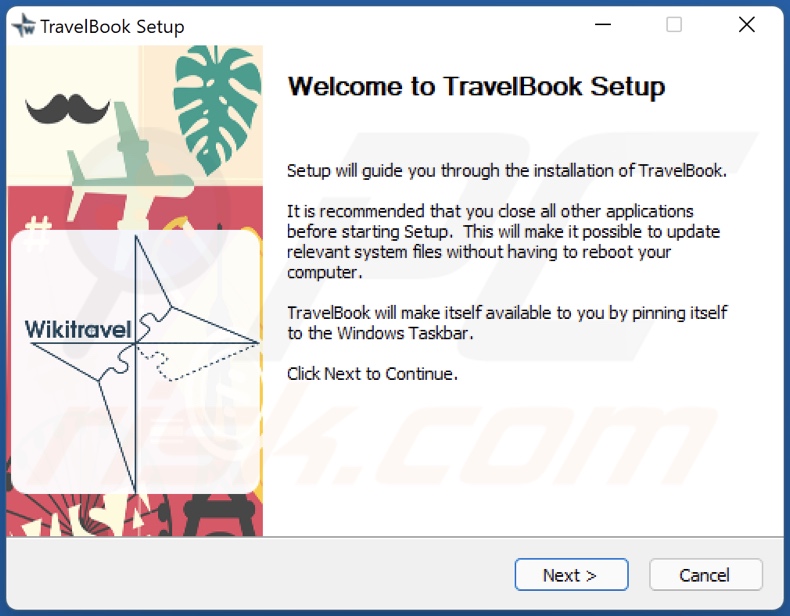 TravelBook Adware Installationsprogramm