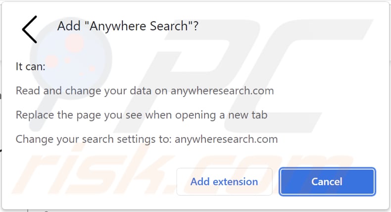 anywhere search browser hijacker browser notification