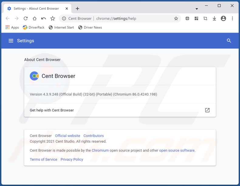 Cent Browser detaillierte Info