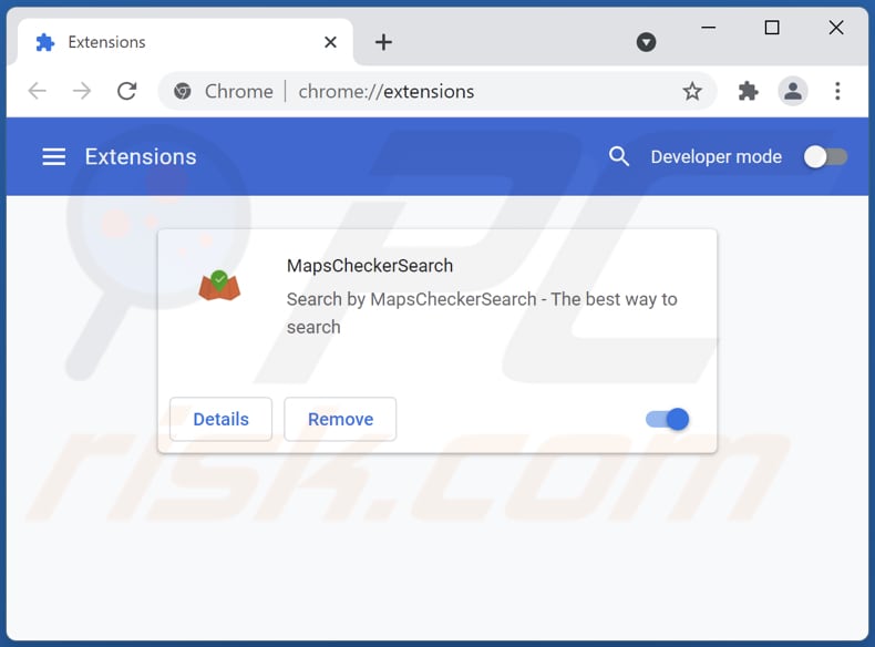 Mit mapschecker.com verwandte Google Chrome Erweiterungen entfernen