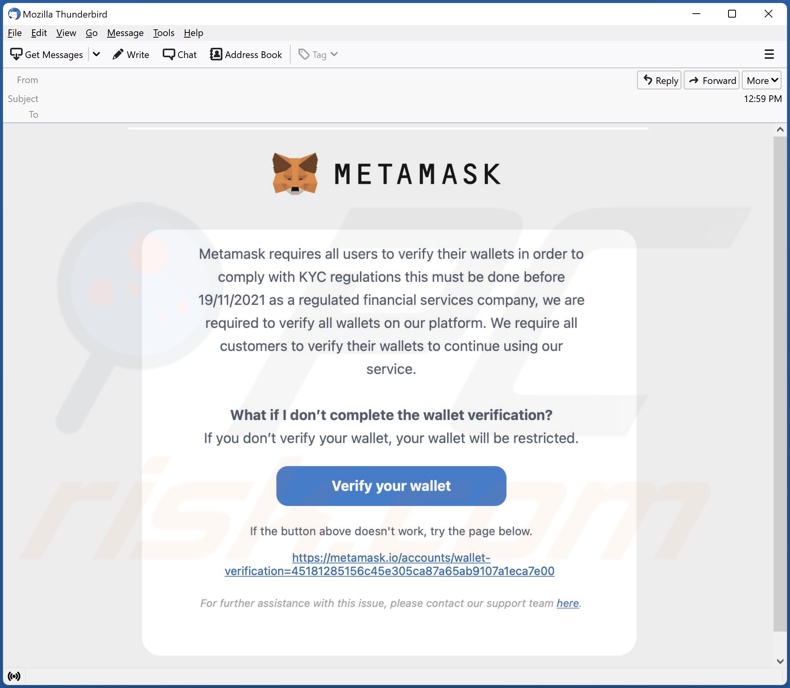 MetaMask E-Mail Spam-Kampagne