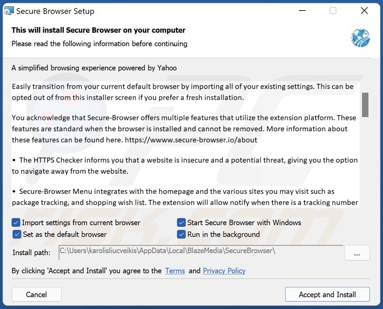 Secure Browser Installationsprogramm