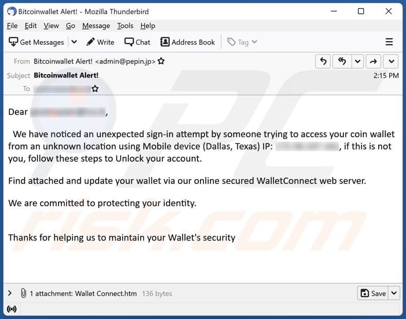 WalletConnect E-Mail Betrug