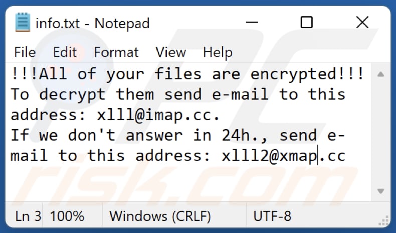 xiii Ransomware Textmitteilung (info.txt)