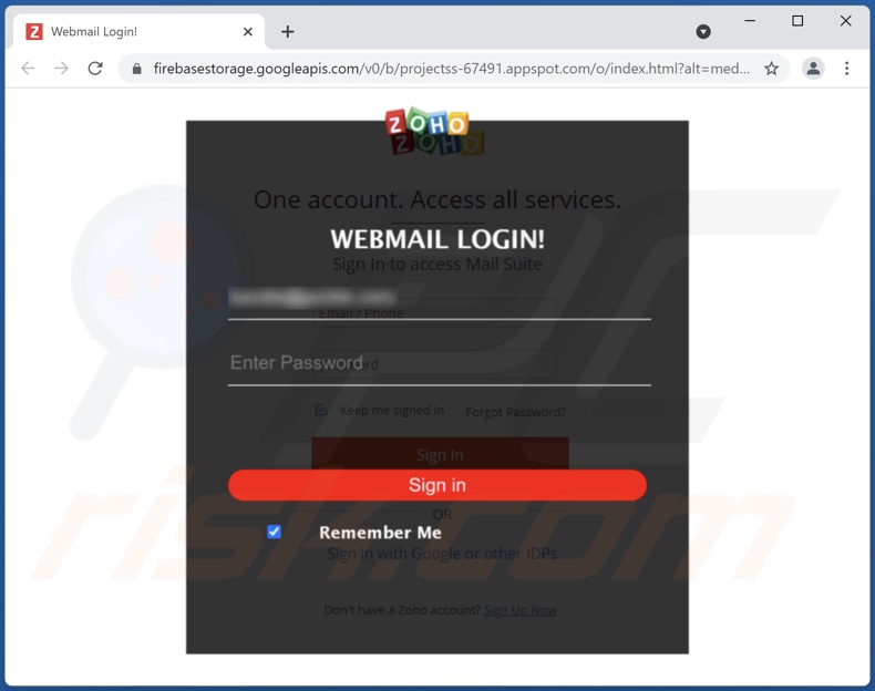 Von der Your Outlook Account was logged in Betrugs-E-Mail geförderte Phishing-Seite