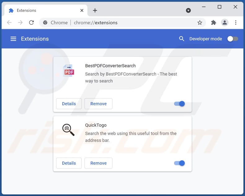 Betrügerische Erweiterungen von Google Chrome entfernen Schritt 2