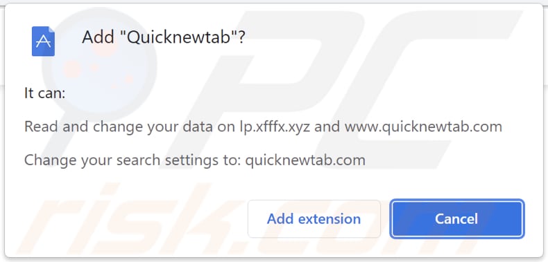 quicknewtab Browserentführer Browserbenachrichtigung