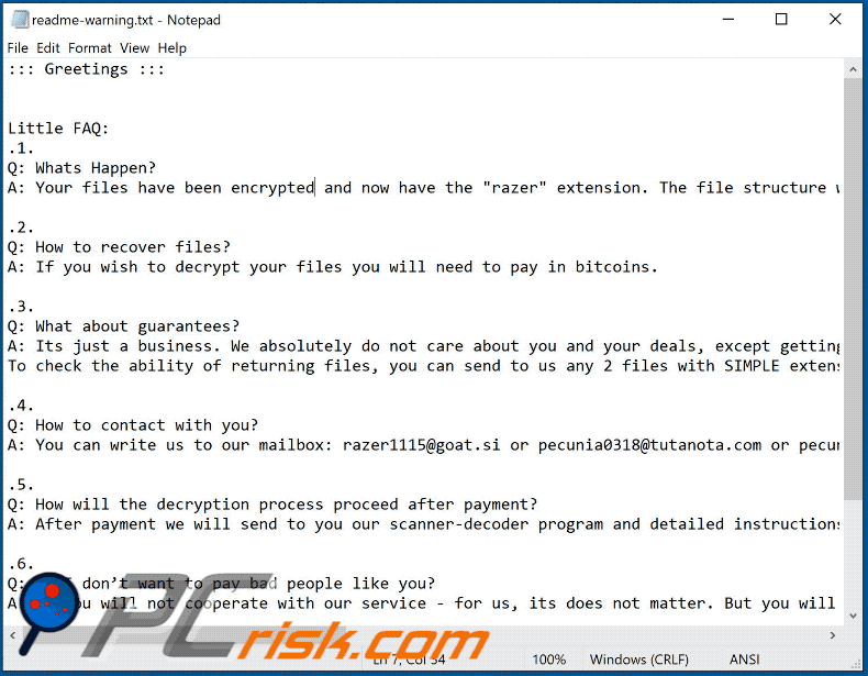 Razer Ransomware Lösegeldmitteilung readme-warning.txt gif