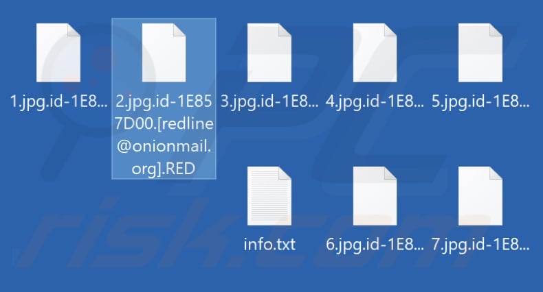 Von RED Ransomware verschlüsselte Dateien (.RED Erweiterung)