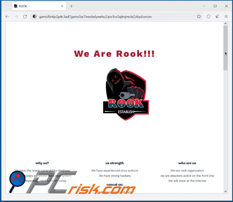 Rook Ransomware Tor Webseite (2021-12-03)