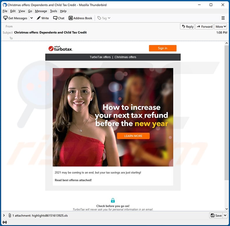 TurboTax E-Mail Virus Malware-verbreitet eine E-Mail Spamkampagne