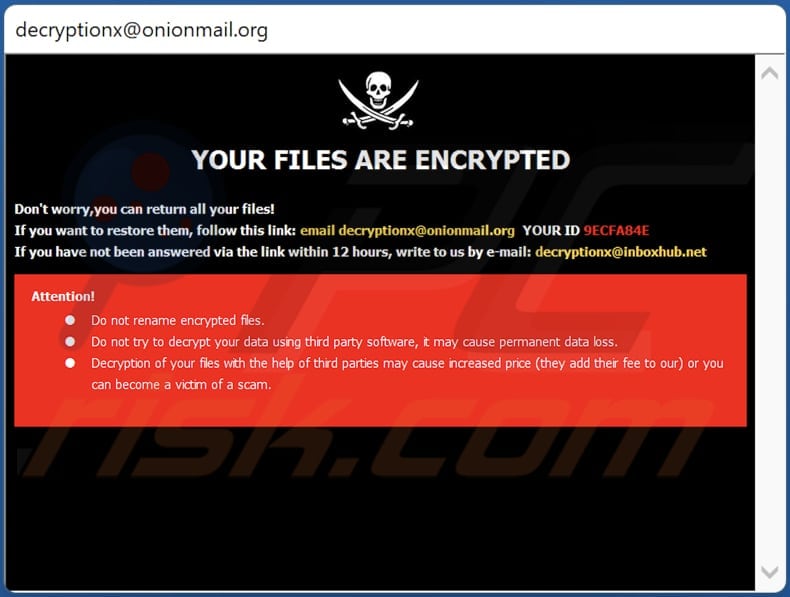 Xqxqx Ransomware Dialogfenster