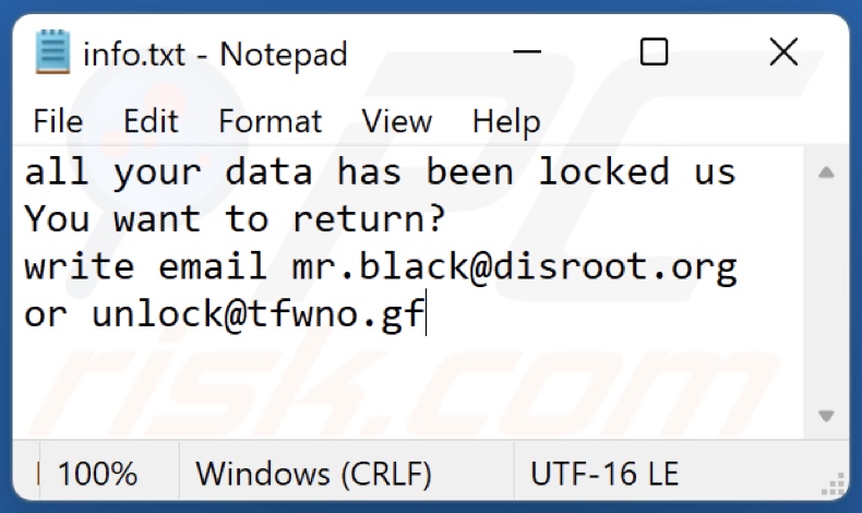 Bl Ransomware Textdatei (info.txt)