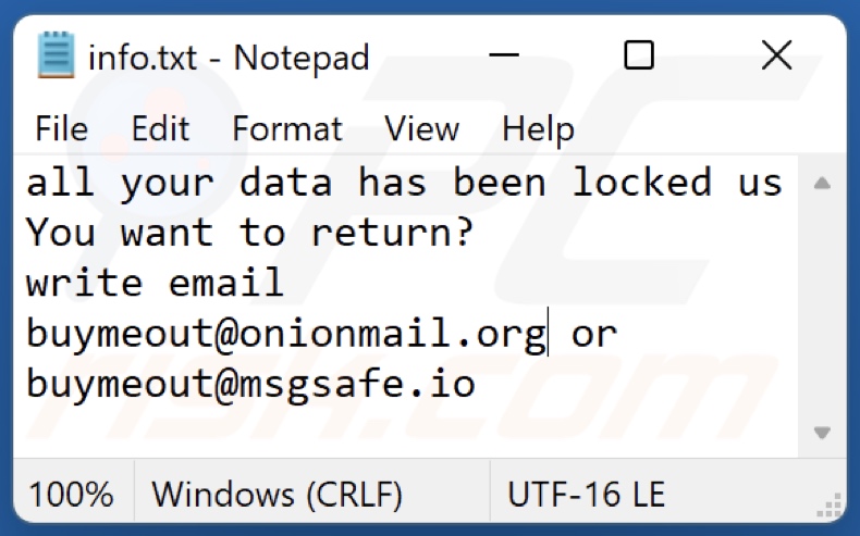 Bmo Ransomware Textdatei (info.txt)