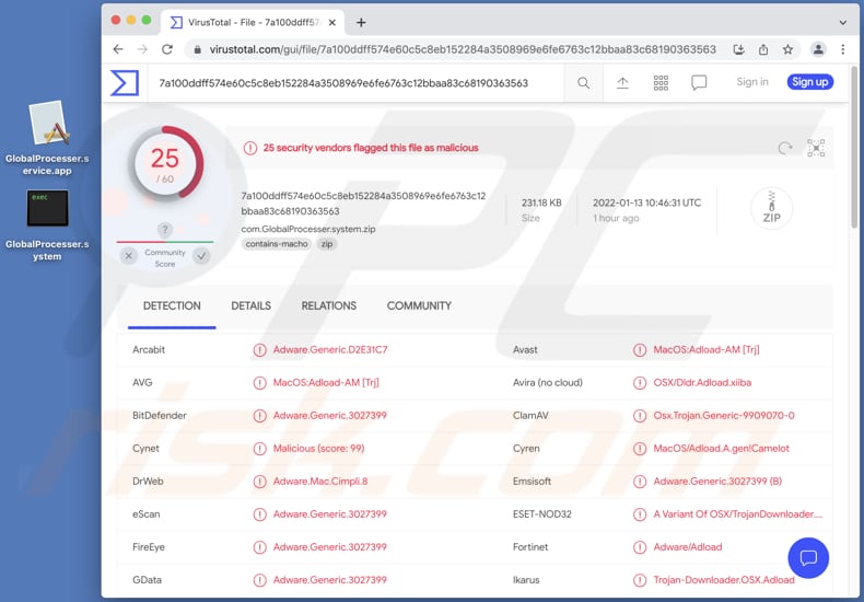 GlobalProcesser Adware