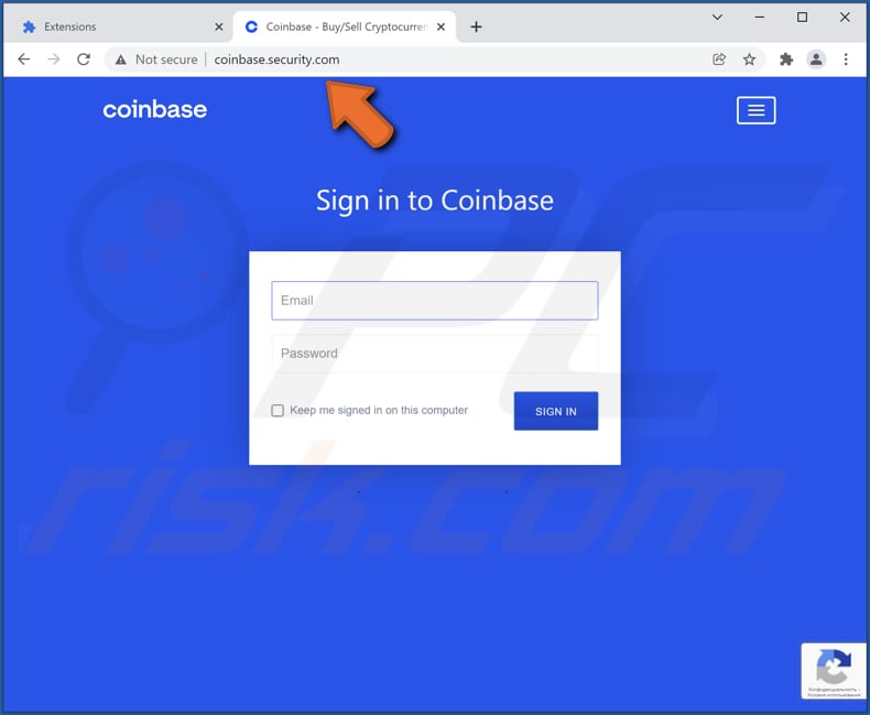 Google App Betrug gefälschte Coinbase Seite