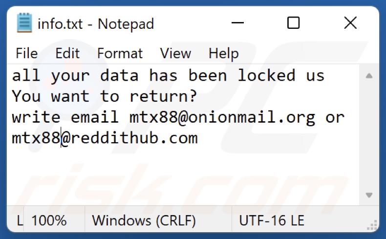 MTX Ransomware Textdatei (info.txt)
