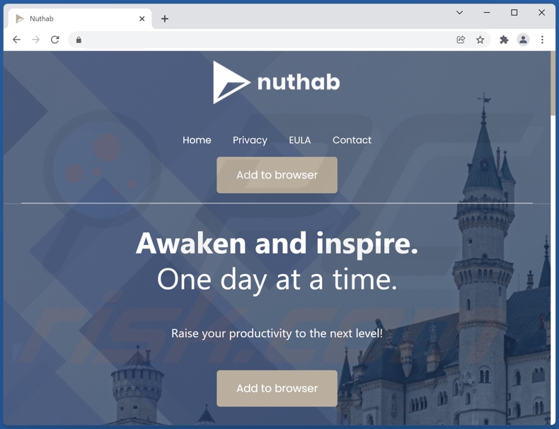 Webseite zur Förderung des Nuhtab Browserentführers