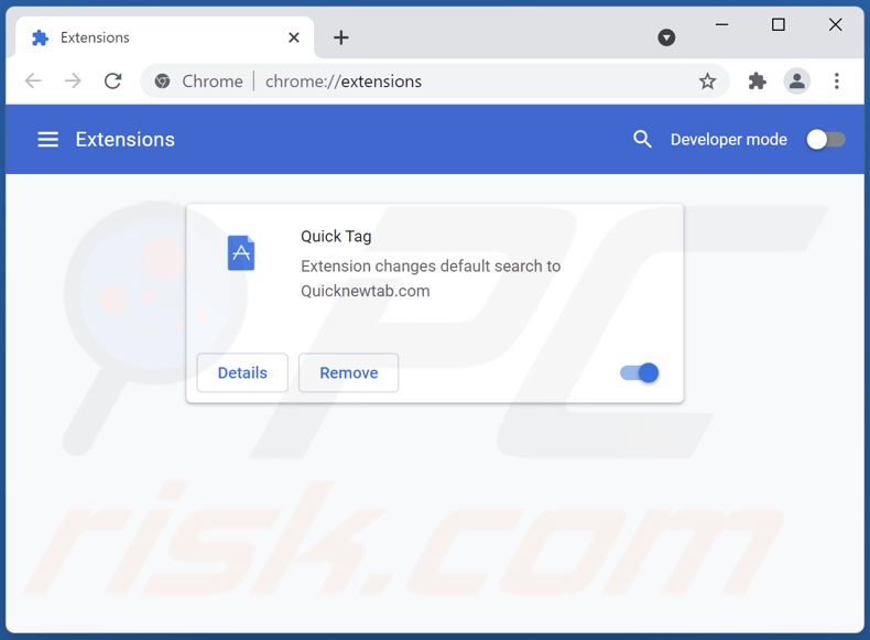 Mit quicknewtab.com verwandte Google Chrome Erweiterungen entfernen