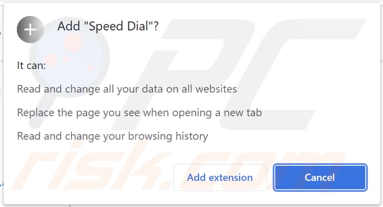 speed dial Browserentführer Browserbenachrichtigung