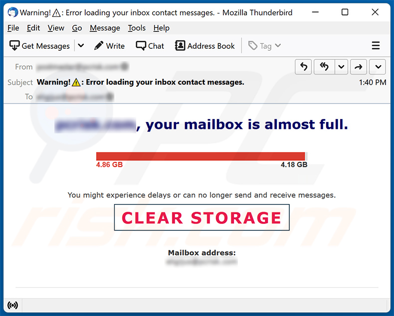 your mailbox is almost full Spam-E-Mail (2022-01-27)