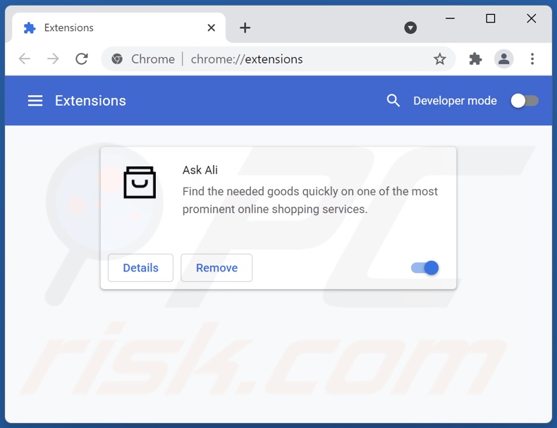 Ask Ali Werbung von Google Chrome entfernen Schritt 2