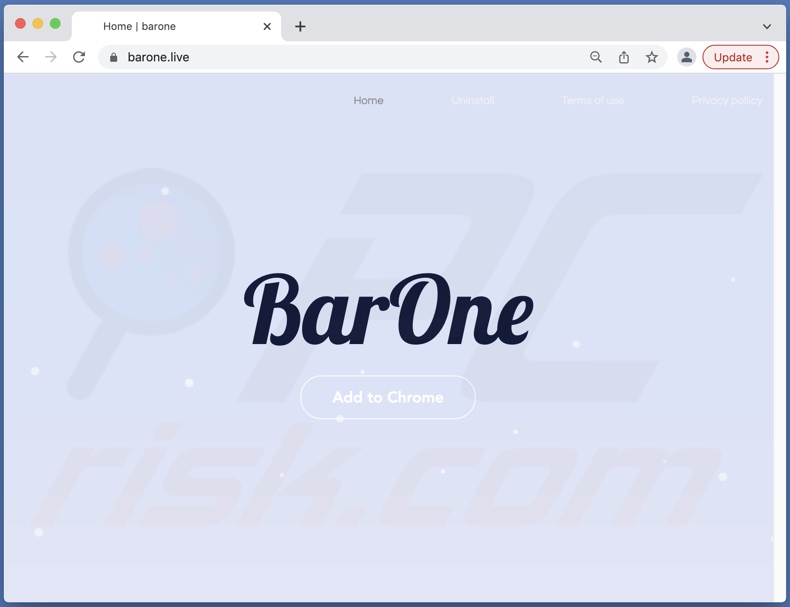 Verwendete Webseite zur Förderung des Bar1 New Tab Browserentführers