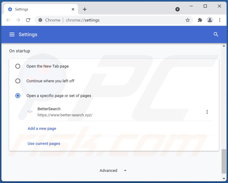 better-search.xyz von der Google Chrome Startseite entfernen