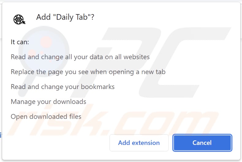 daily tab Browserentführer Browserbenachrichtigung