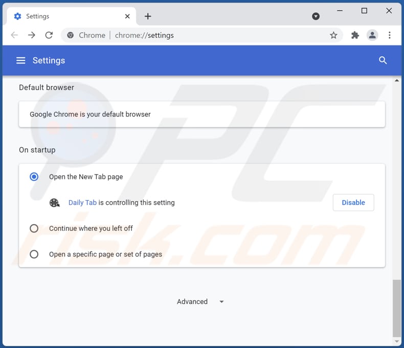 search.daily-stop.com von der Google Chrome Startseite entfernen