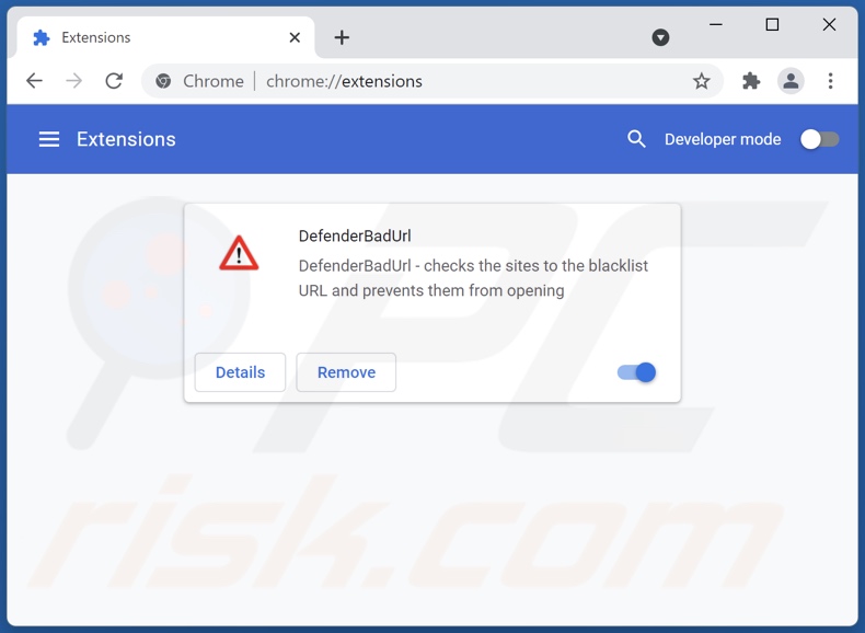 DefenderBadUrl Werbung von Google Chrome entfernen Schritt 2