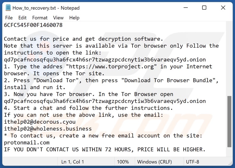 Farattack Ransomware Textdatei (How_to_recovery.txt)