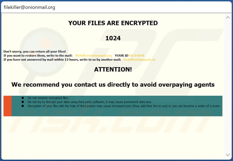 Kl Ransomware Lösegeldforderung in einem Dialogfenster