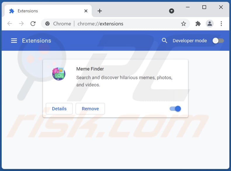 Removing Meme Finder Adware von Google Chrome entfernen Schritt 2