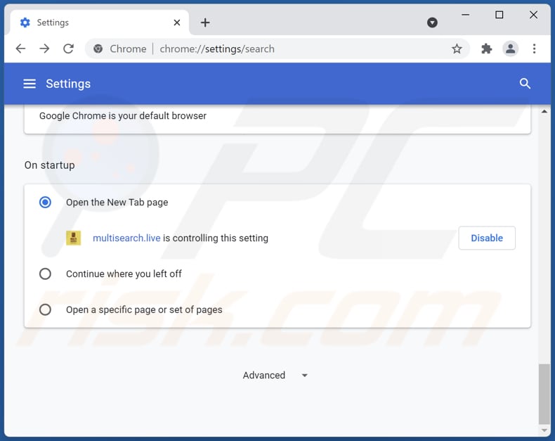 search.multisearch.live von der Google Chrome Startseite entfernen