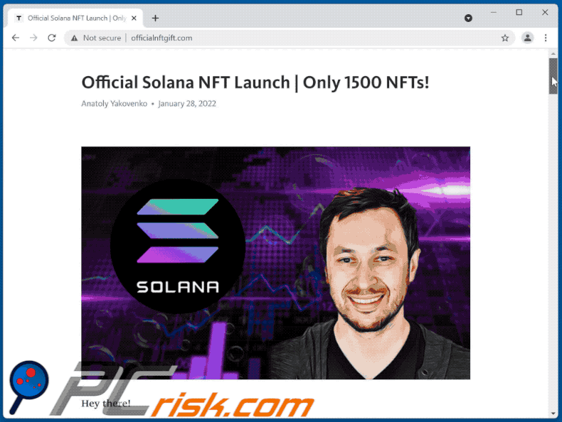 Aussehen des Official Solana NFT Launch Betrugs (GIF)