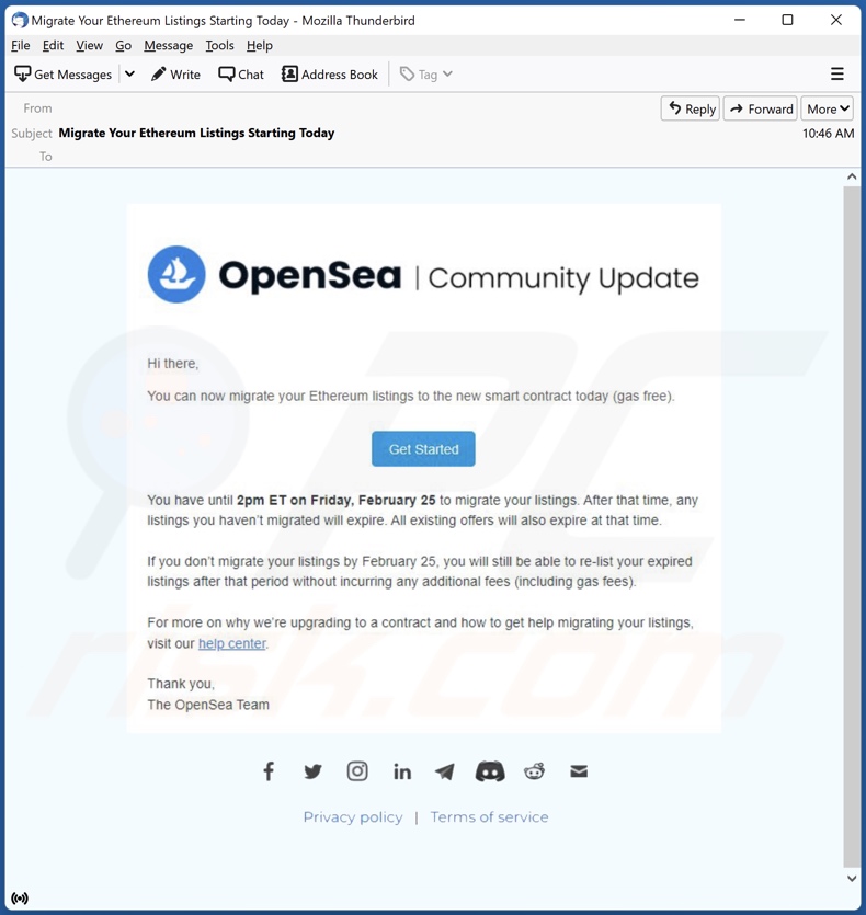 OpenSea E-Mail Spam-Kampagne