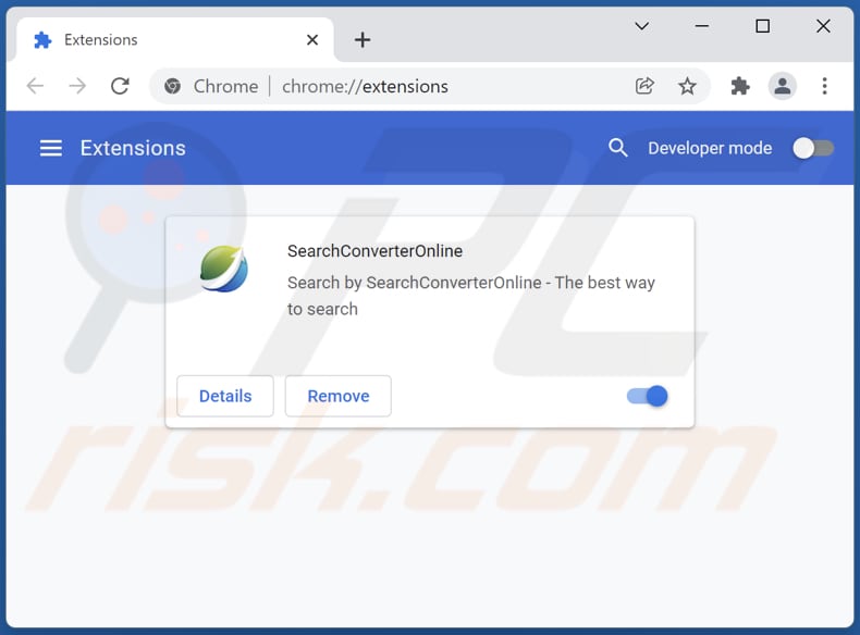 Mit searchconverteronline.com verwandte Google Chrome Erweiterungen entfernen