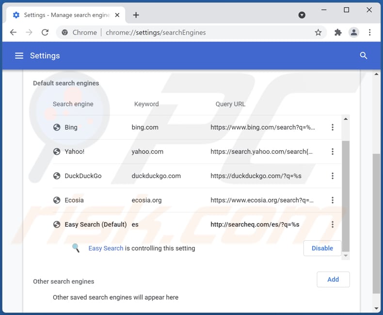 searcheq.com von der Google Chrome Standardsuchmaschine entfernen